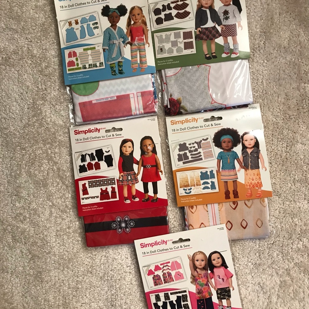 Simplicity Doll Sewing Patterns - 10 dress pants Kids Toy Sewing Kit